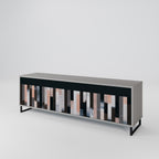 COLLAGE OF RECTANGLES 3-Door TV Stand in Grey Finish