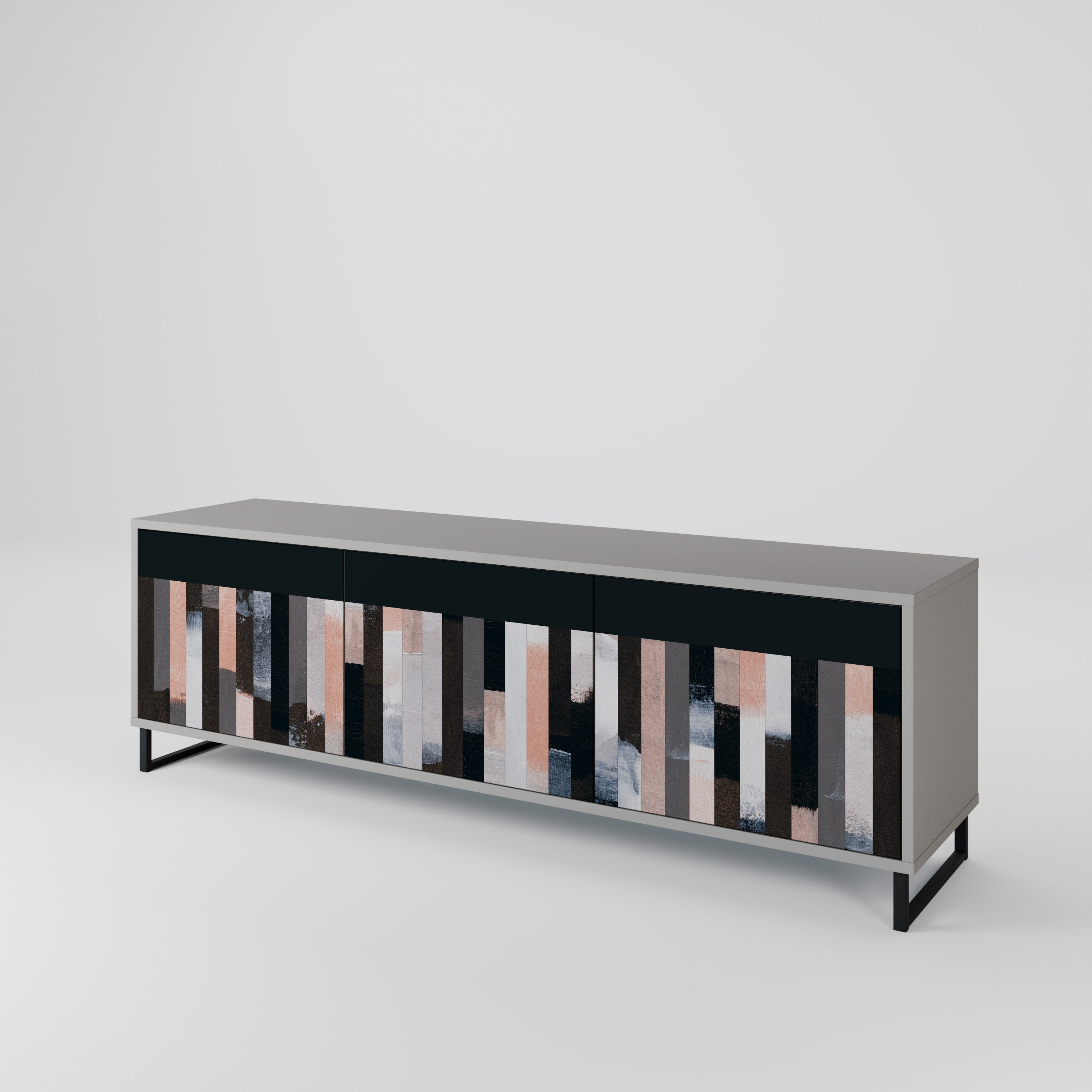COLLAGE OF RECTANGLES TV-bänk med 3 dörrar