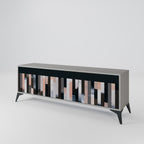 COLLAGE OF RECTANGLES 3-Door TV Stand in Grey Finish