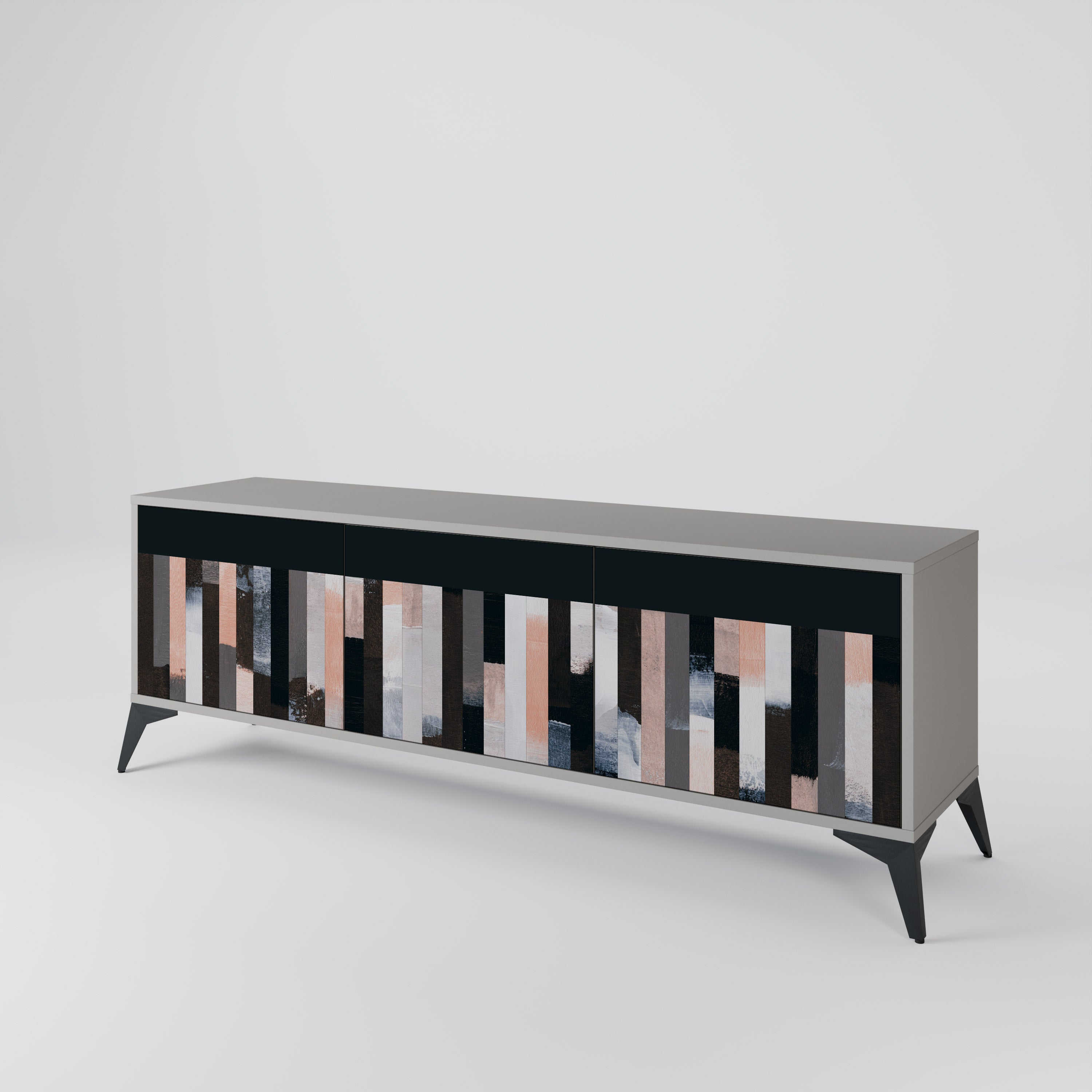 COLLAGE OF RECTANGLES TV-bänk med 3 dörrar