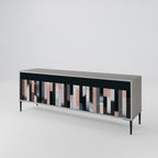 COLLAGE OF RECTANGLES 3-Door TV Stand in Grey Finish