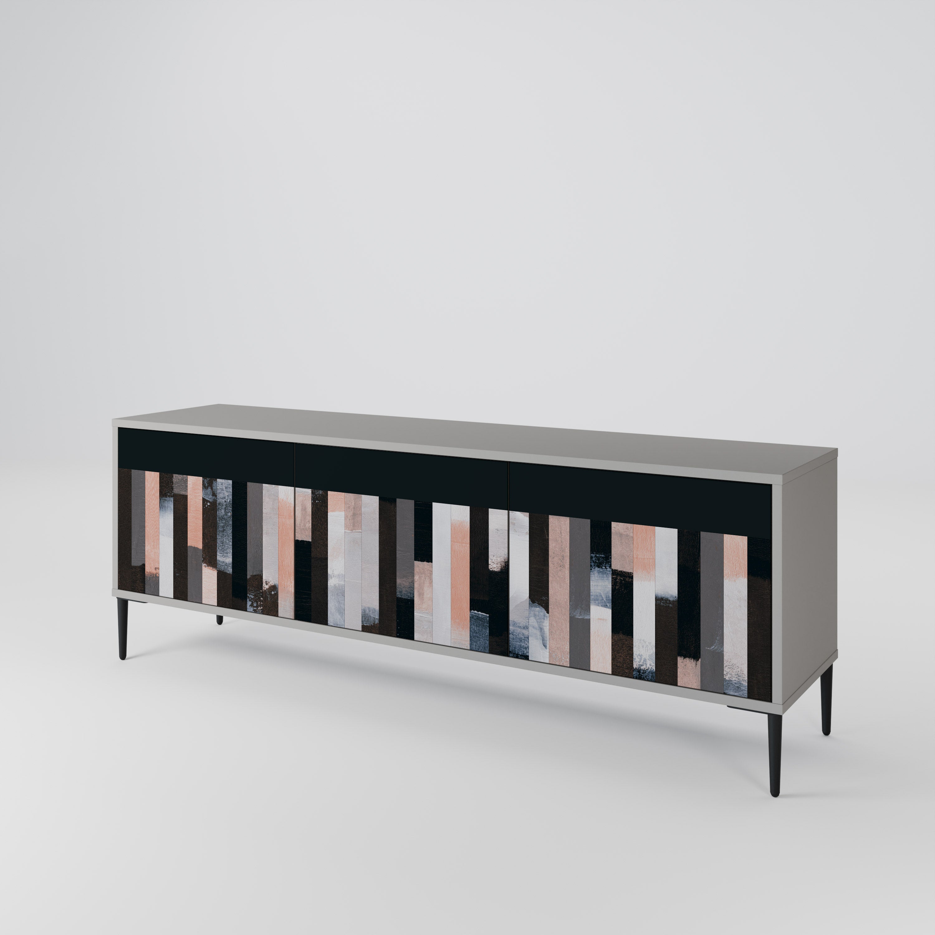 COLLAGE OF RECTANGLES TV-bänk med 3 dörrar