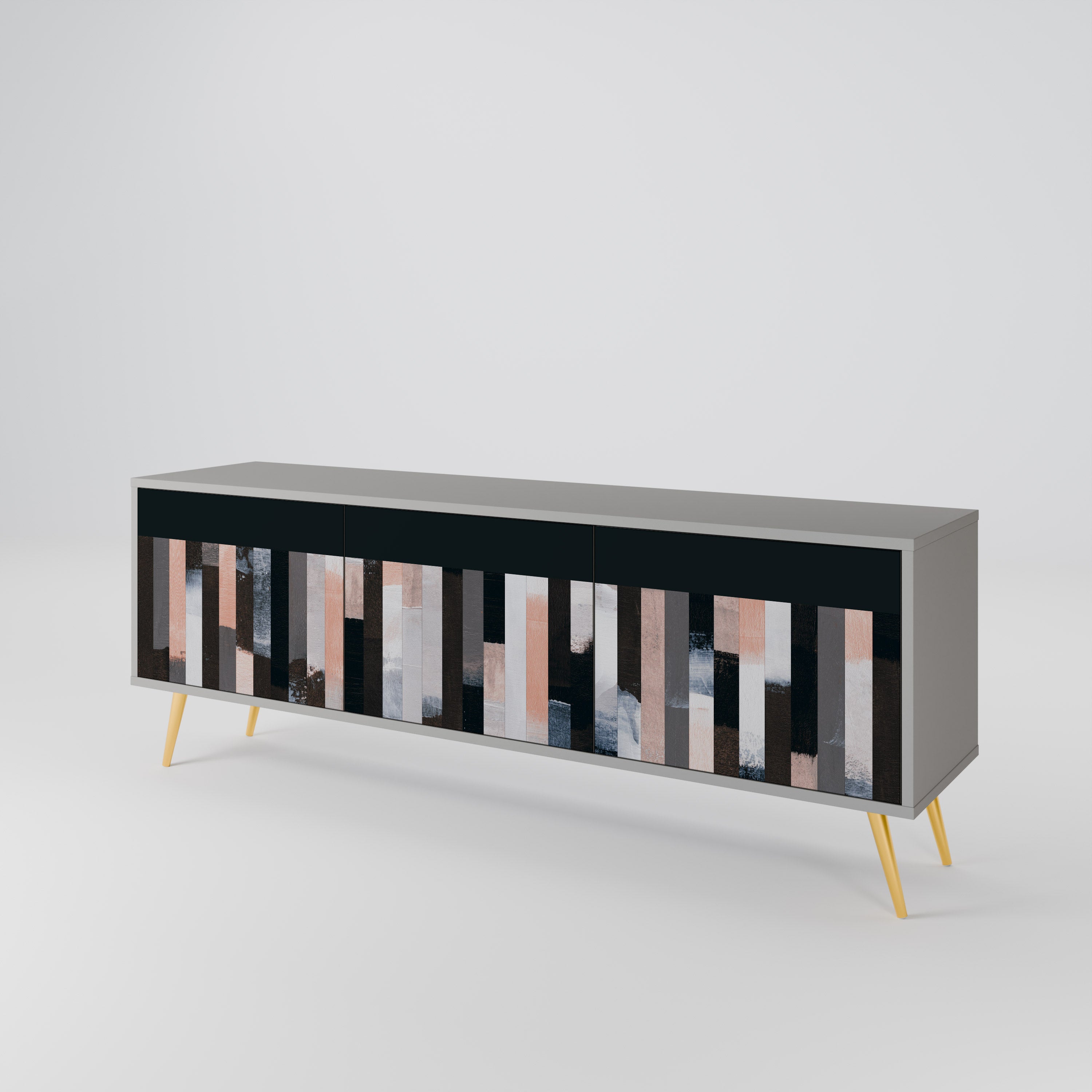 COLLAGE OF RECTANGLES TV-bänk med 3 dörrar