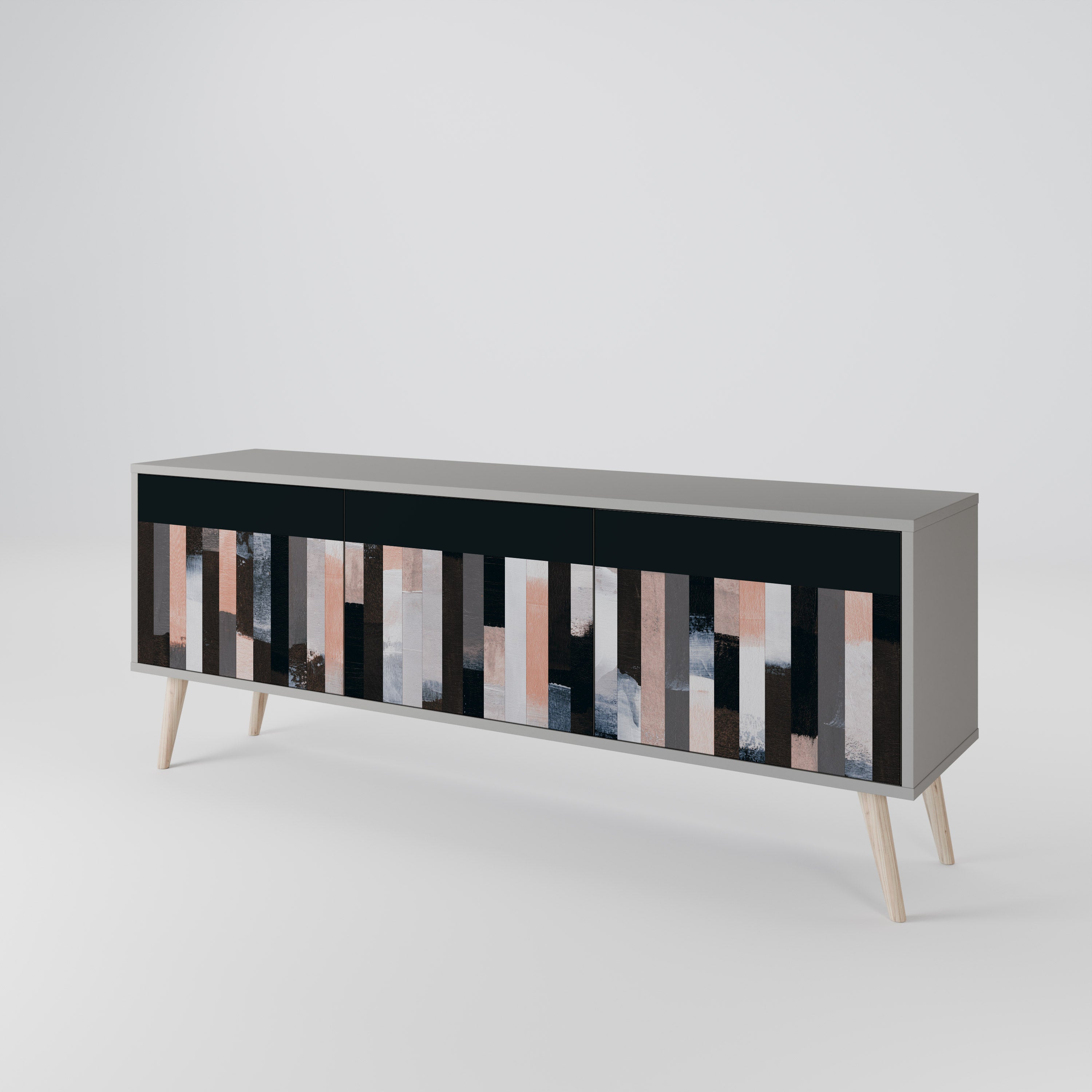 COLLAGE OF RECTANGLES TV-bänk med 3 dörrar