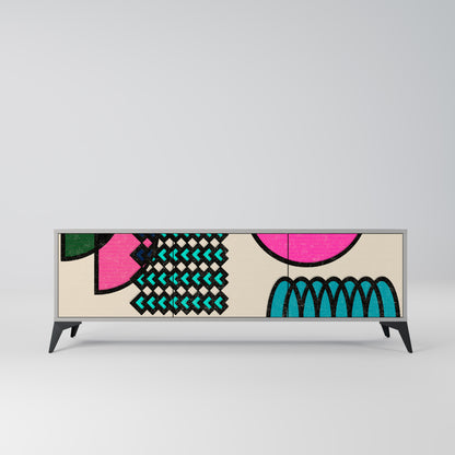 GEOMETRIC RHAPSODY 3-dörrars TV-bänk i grå finish
