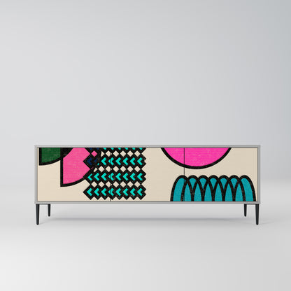 GEOMETRIC RHAPSODY 3-dörrars TV-bänk i grå finish