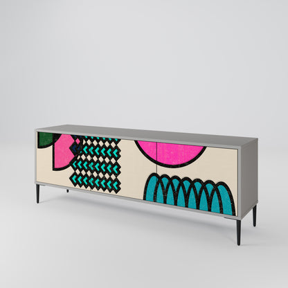 GEOMETRIC RHAPSODY 3-dörrars TV-bänk i grå finish