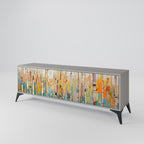 BIRCH KALEIDOSCOPE 3-Door TV Stand in Grey Finish