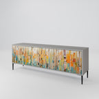 BIRCH KALEIDOSCOPE 3-Door TV Stand in Grey Finish