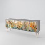 BIRCH KALEIDOSCOPE 3-Door TV Stand in Grey Finish