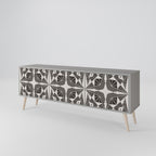 MONOCHROME NEXUS 3-Door TV Stand in Grey Finish