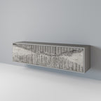 GRAIN LINES 3-Door TV Stand in Grey Finish