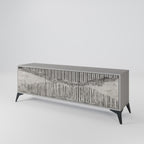 GRAIN LINES 3-Door TV Stand in Grey Finish