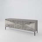GRAIN LINES 3-Door TV Stand in Grey Finish