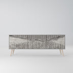 GRAIN LINES 3-Door TV Stand in Grey Finish