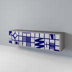 THE RIGHT PLACES 3-Door TV Stand in Grey Finish