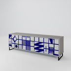 THE RIGHT PLACES 3-Door TV Stand in Grey Finish