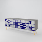 THE RIGHT PLACES 3-Door TV Stand in Grey Finish