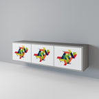 FUTURE SIGN 3-Door TV Stand in Grey Finish