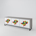 FUTURE SIGN 3-Door TV Stand in Grey Finish