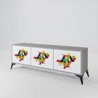 FUTURE SIGN 3-Door TV Stand in Grey Finish