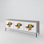 FUTURE SIGN 3-Door TV Stand in Grey Finish