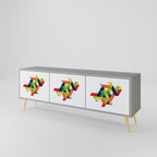 FUTURE SIGN 3-Door TV Stand in Grey Finish