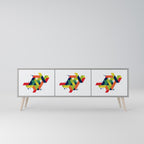 FUTURE SIGN 3-Door TV Stand in Grey Finish