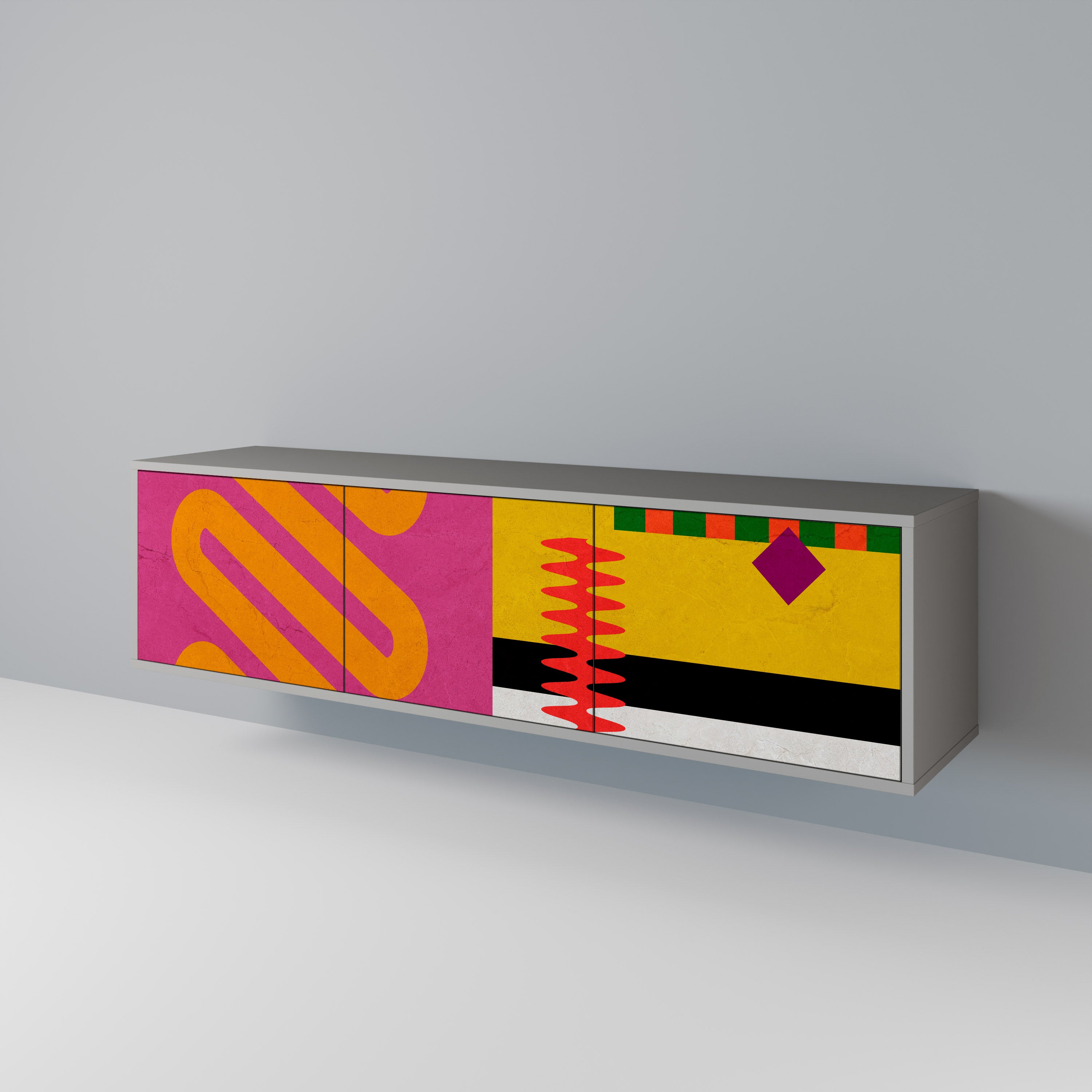VIVID ART 3-dörrars TV-bänk i grå finish