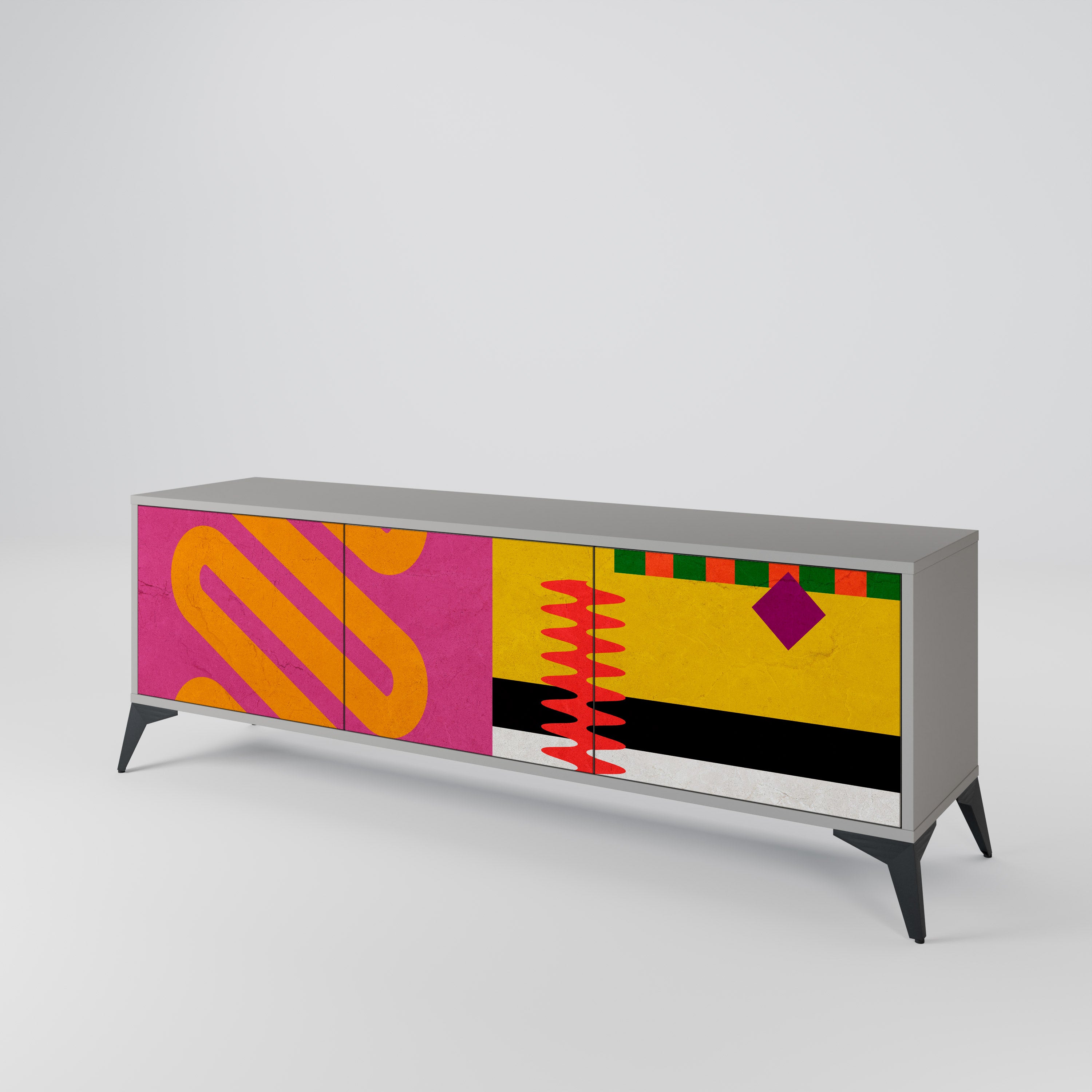 VIVID ART 3-dörrars TV-bänk i grå finish