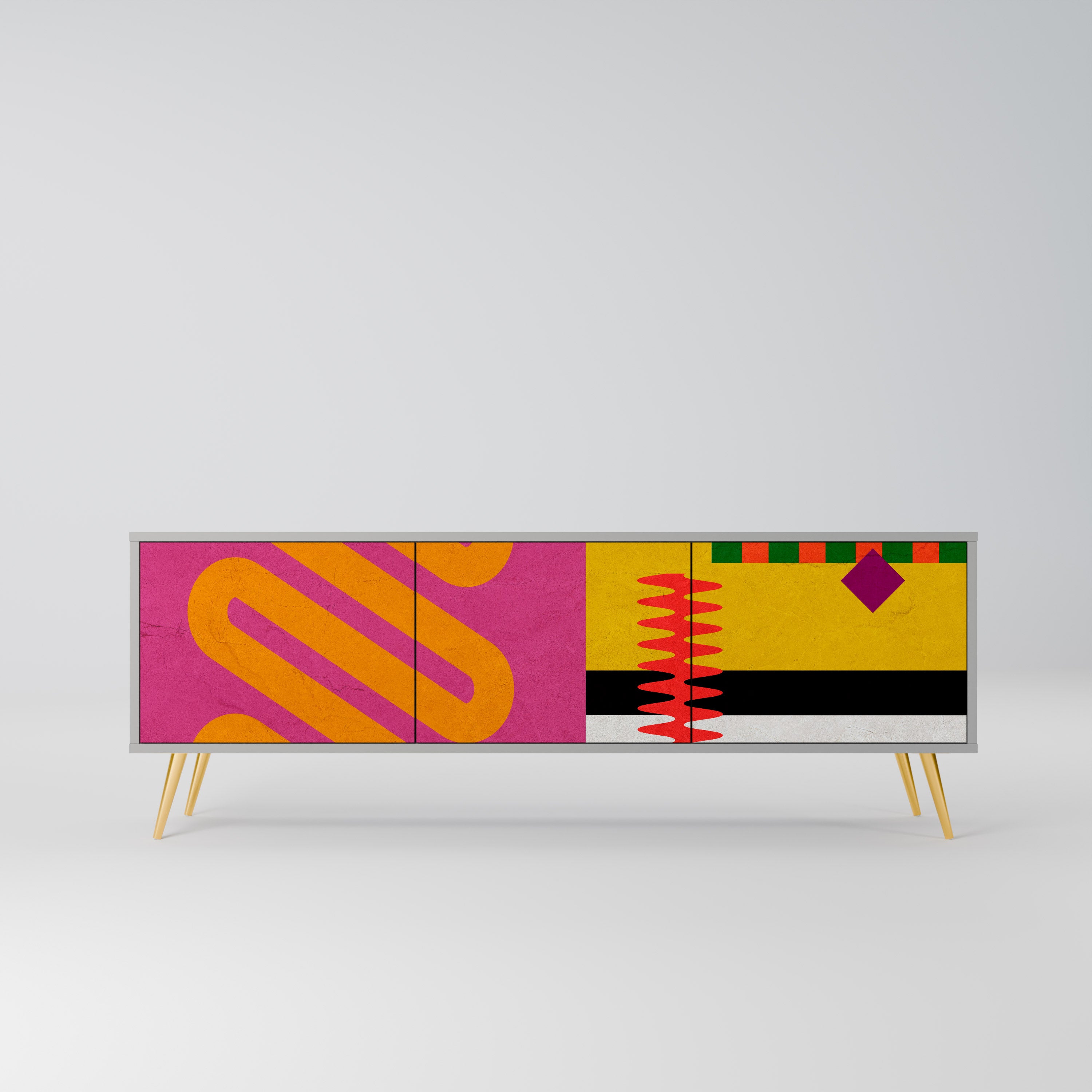 VIVID ART 3-dörrars TV-bänk i grå finish