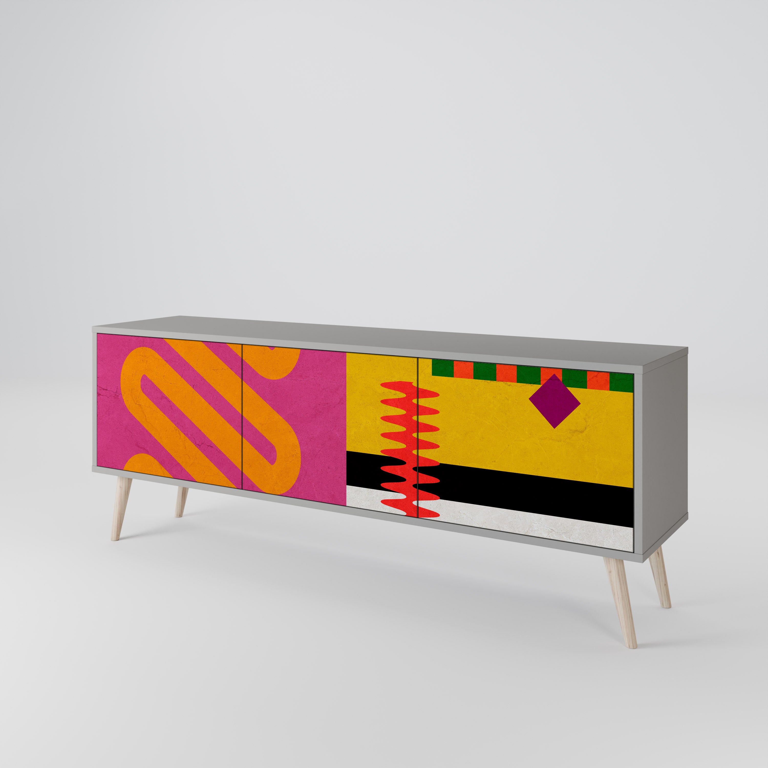 VIVID ART 3-dörrars TV-bänk i grå finish