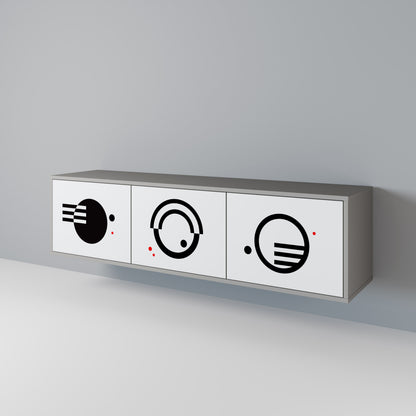 BLACK AND WHITE COMBINATION TV-bänk med 3 dörrar