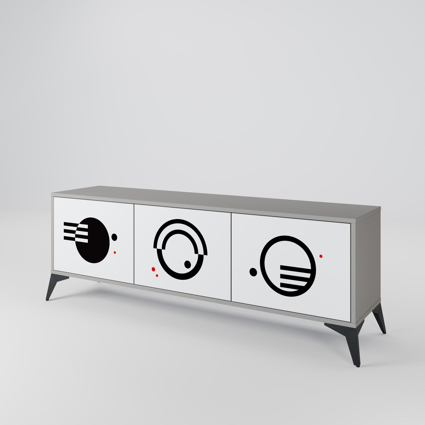 BLACK AND WHITE COMBINATION TV-bänk med 3 dörrar