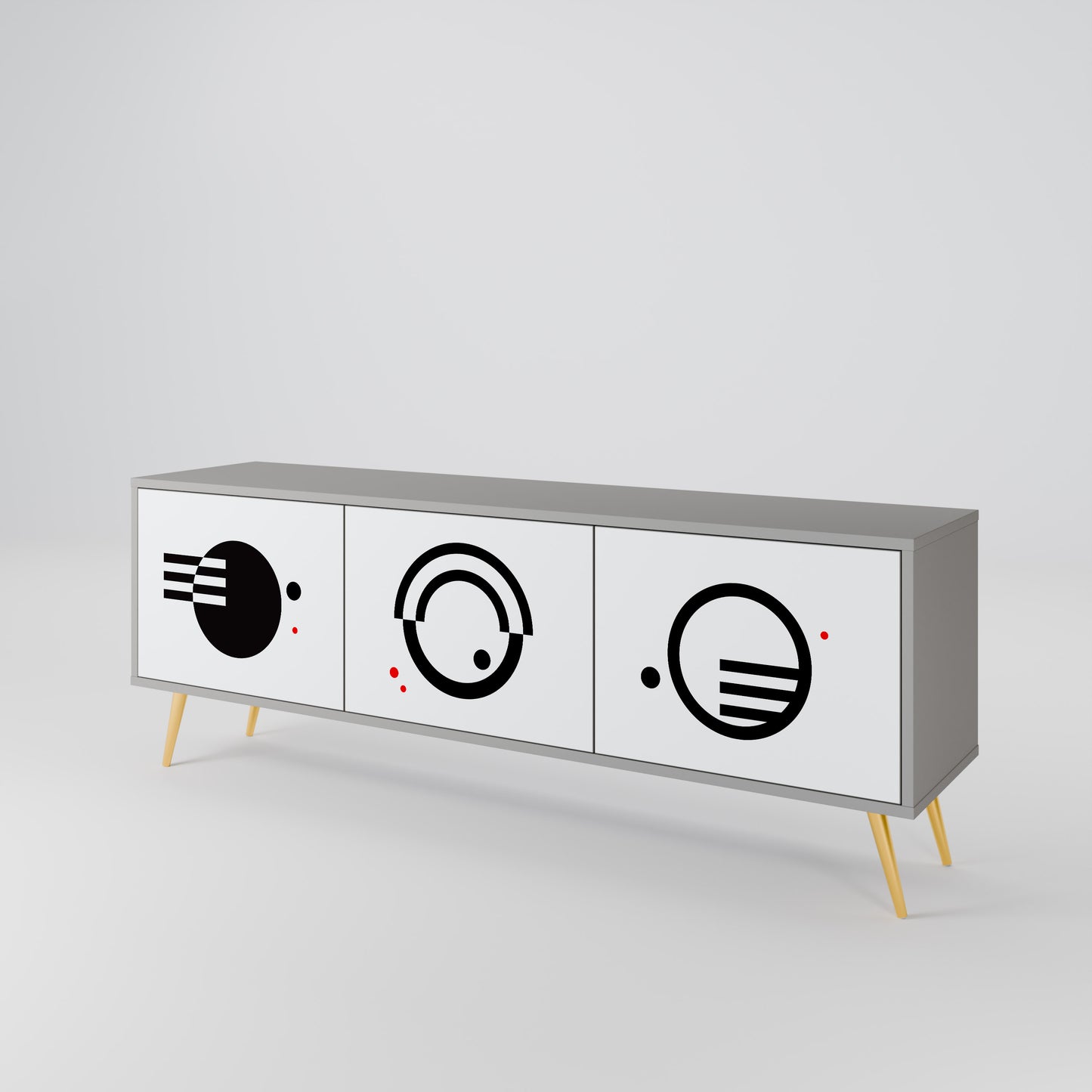 BLACK AND WHITE COMBINATION TV-bänk med 3 dörrar