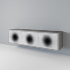 BLACK HOLE 3-Door TV Stand in Grey Finish