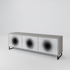 BLACK HOLE 3-Door TV Stand in Grey Finish