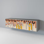 COLORFUL STRINGS 3-Door TV Stand in Grey Finish