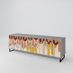 COLORFUL STRINGS 3-Door TV Stand in Grey Finish