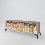 COLORFUL STRINGS 3-Door TV Stand in Grey Finish