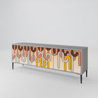 COLORFUL STRINGS 3-Door TV Stand in Grey Finish