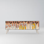 COLORFUL STRINGS 3-Door TV Stand in Grey Finish