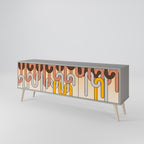 COLORFUL STRINGS 3-Door TV Stand in Grey Finish