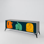 TOGETHER BUT SEPARATELY 3-Door TV Stand in Grey Finish