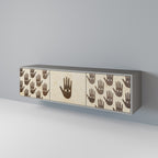 SEE MORE 3-Door TV Stand in Grey Finish