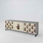 SEE MORE 3-Door TV Stand in Grey Finish