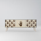 SEE MORE 3-Door TV Stand in Grey Finish