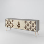 SEE MORE 3-Door TV Stand in Grey Finish