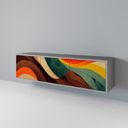 COLORFUL STRANDS 3-Door TV Stand in Grey Finish