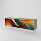 COLORFUL STRANDS 3-Door TV Stand in Grey Finish